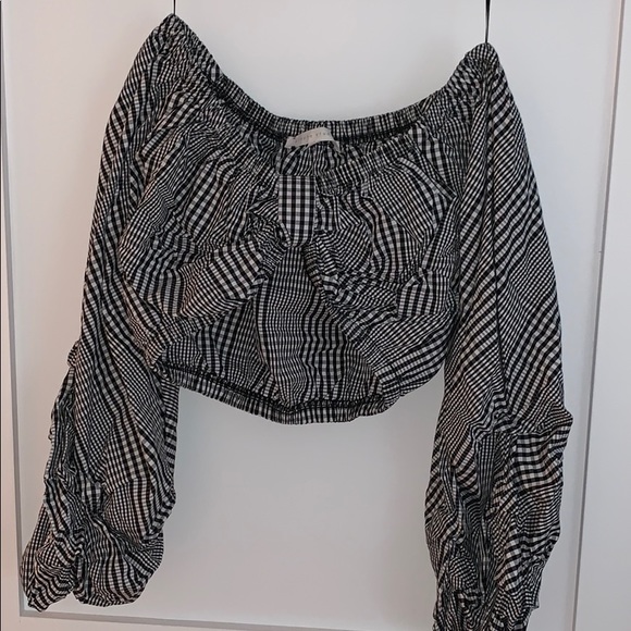 Off the shoulder plaid crop top - Picture 2 of 3